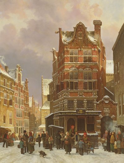 Escena de Calle en Bélgica, siglo XIX de Cornelis Springer